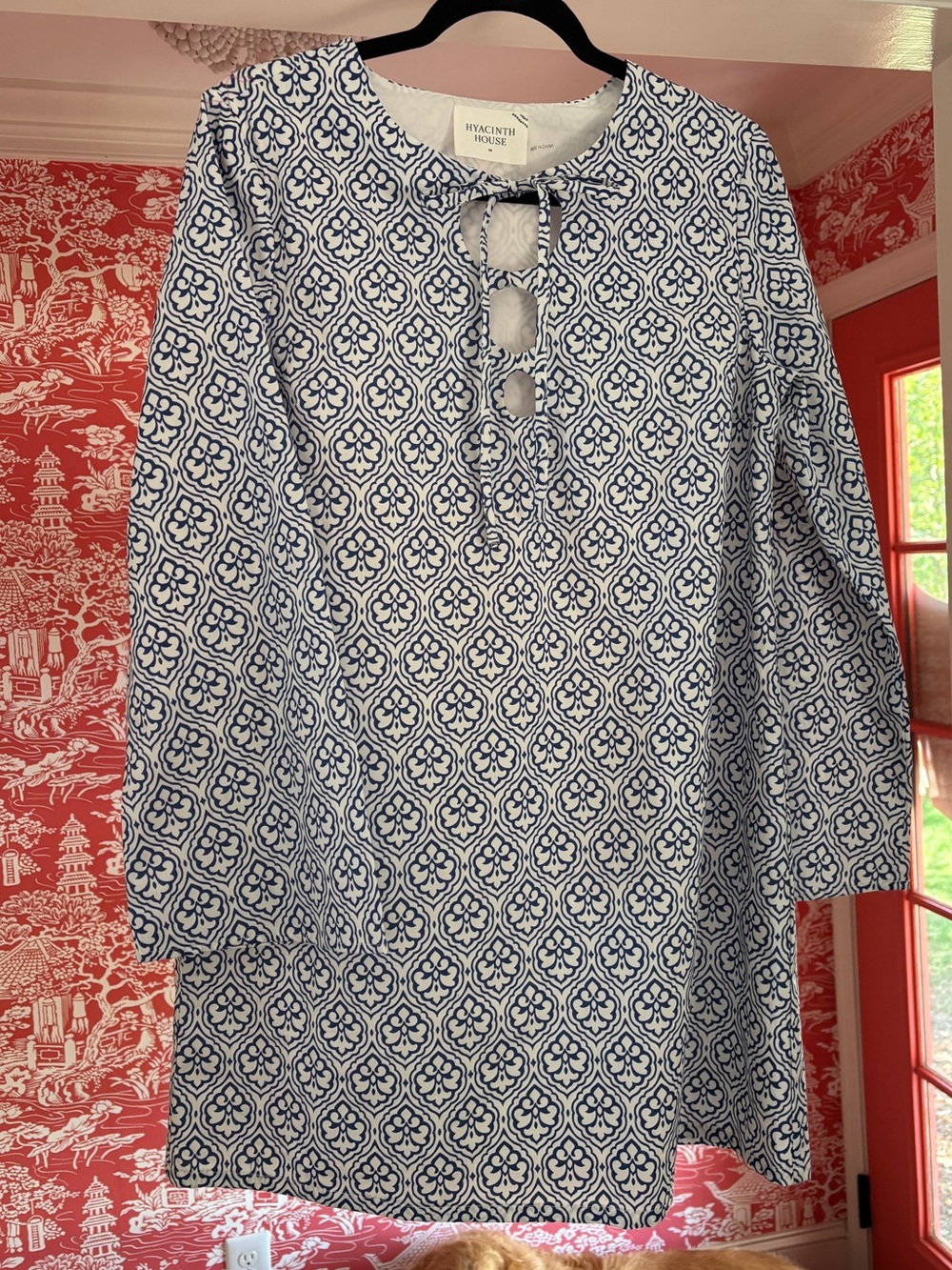 Tuckernuck Hyacinth House Blue Quatrefoil Blake Mini Dress Size M